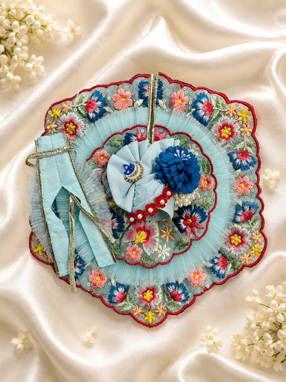 Double-Layered Floral Embroidery Laddu Gopal Poshak