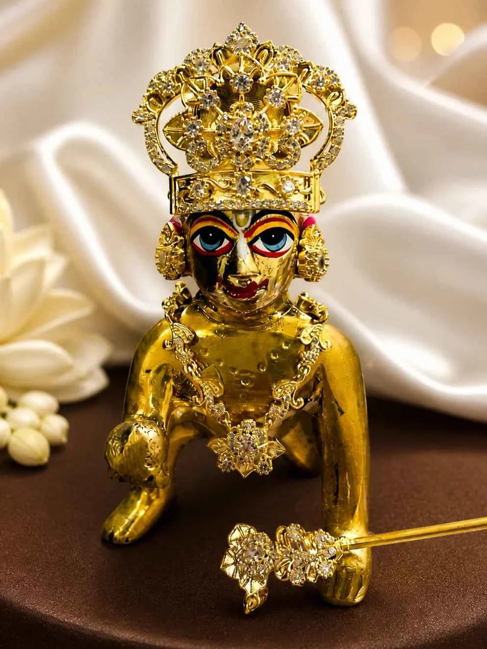 Elegant Golden & Crystal Shringar Set for Deity