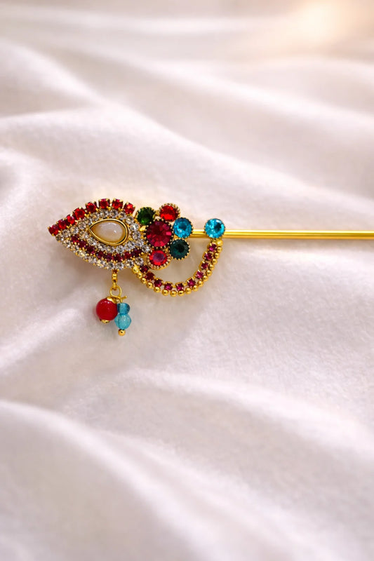 Elegant Laddu Gopal Basuri - Royal Red Crystal