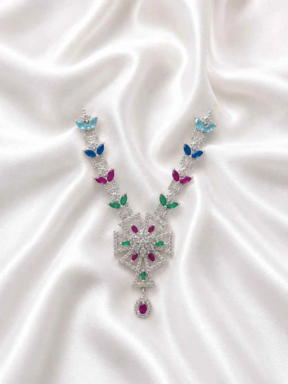 Elegant Silver AD Necklace for Deity