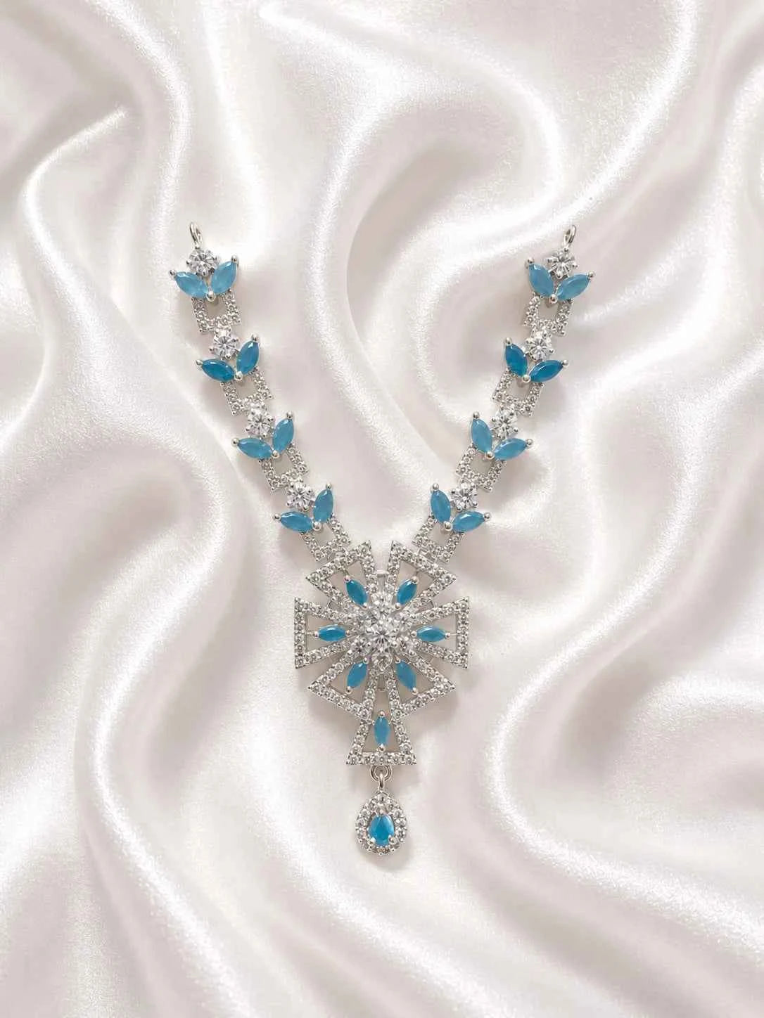 Elegant Silver AD Necklace for Deity