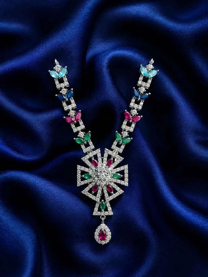 Elegant Silver AD Necklace for Deity