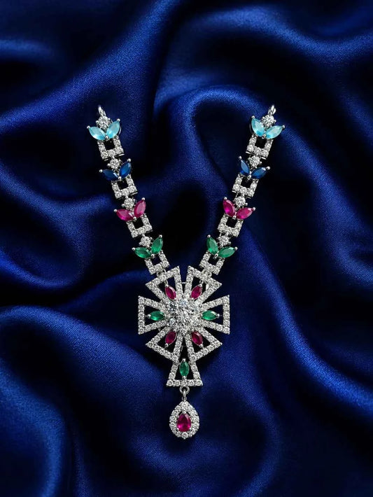 Elegant Silver AD Necklace for Deity