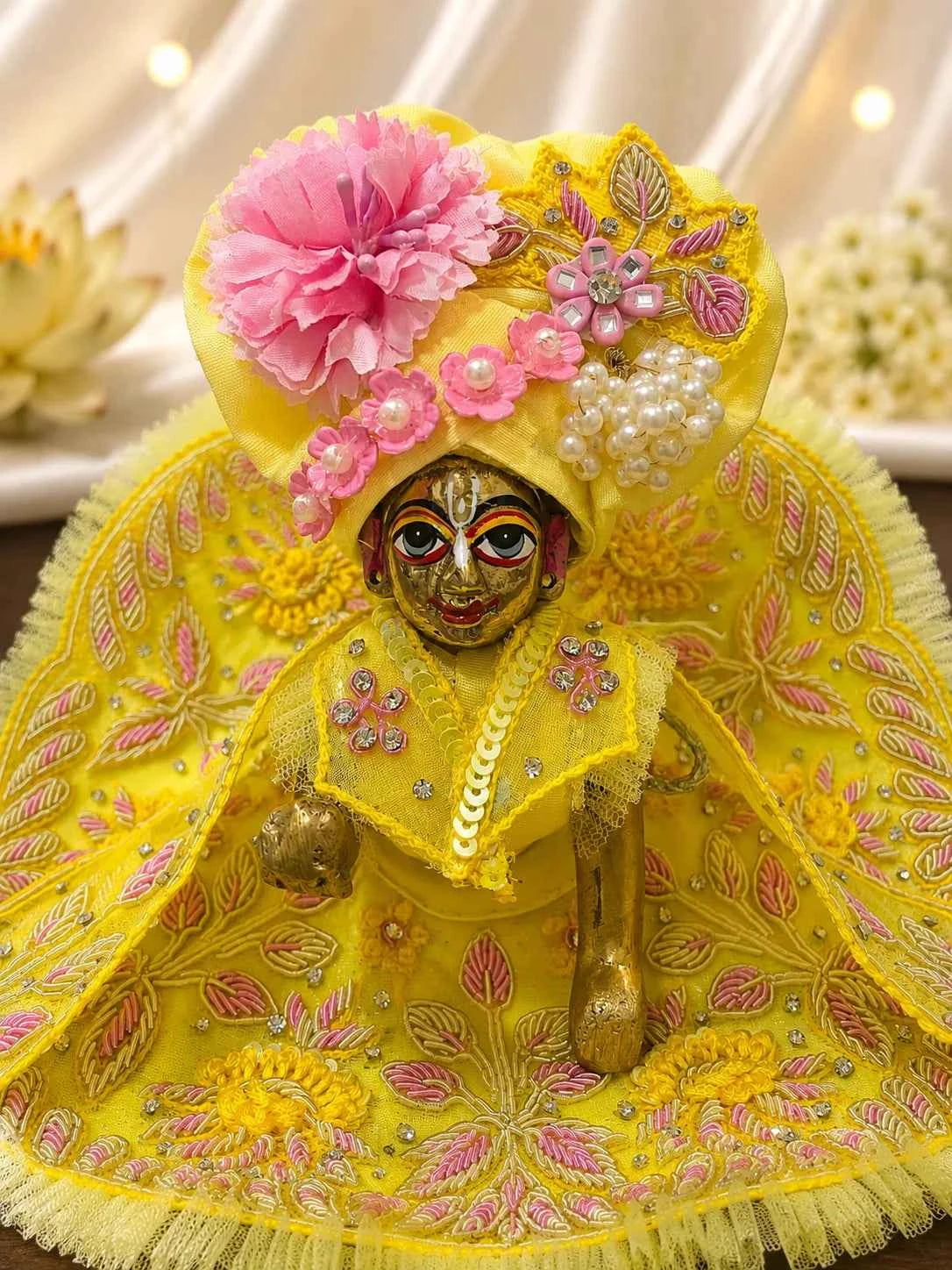 Embroidered Laddu Gopal Dress with Net Frill