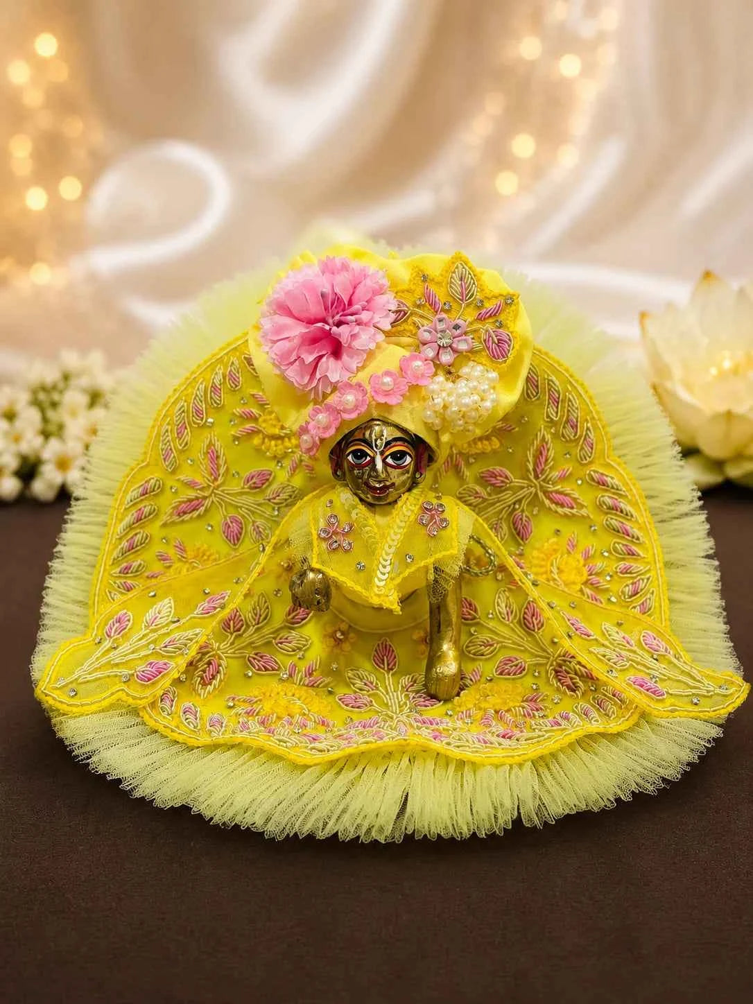 Embroidered Laddu Gopal Dress with Net Frill