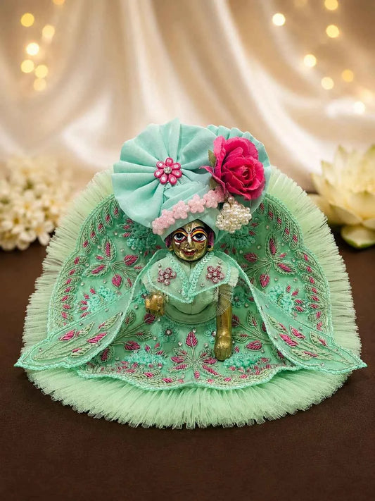 Embroidered Laddu Gopal Dress with Net Frill