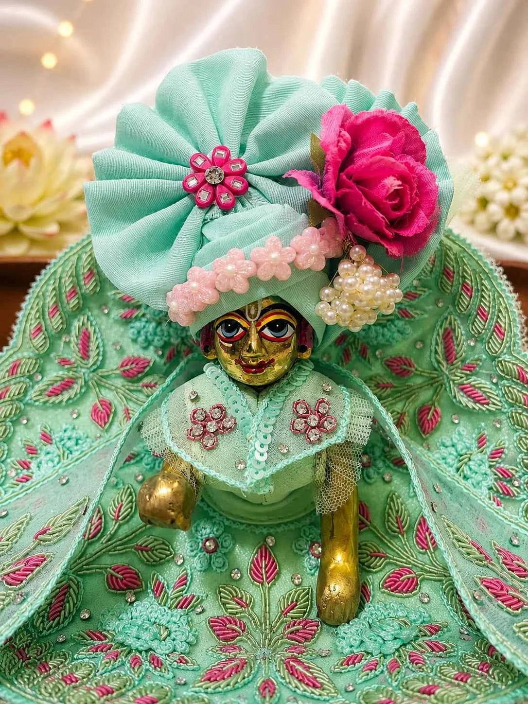 Embroidered Laddu Gopal Dress with Net Frill