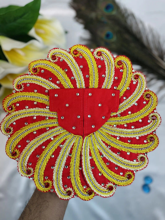 Embroidery Red & Yellow Zari Work Dress for Laddu Gopal