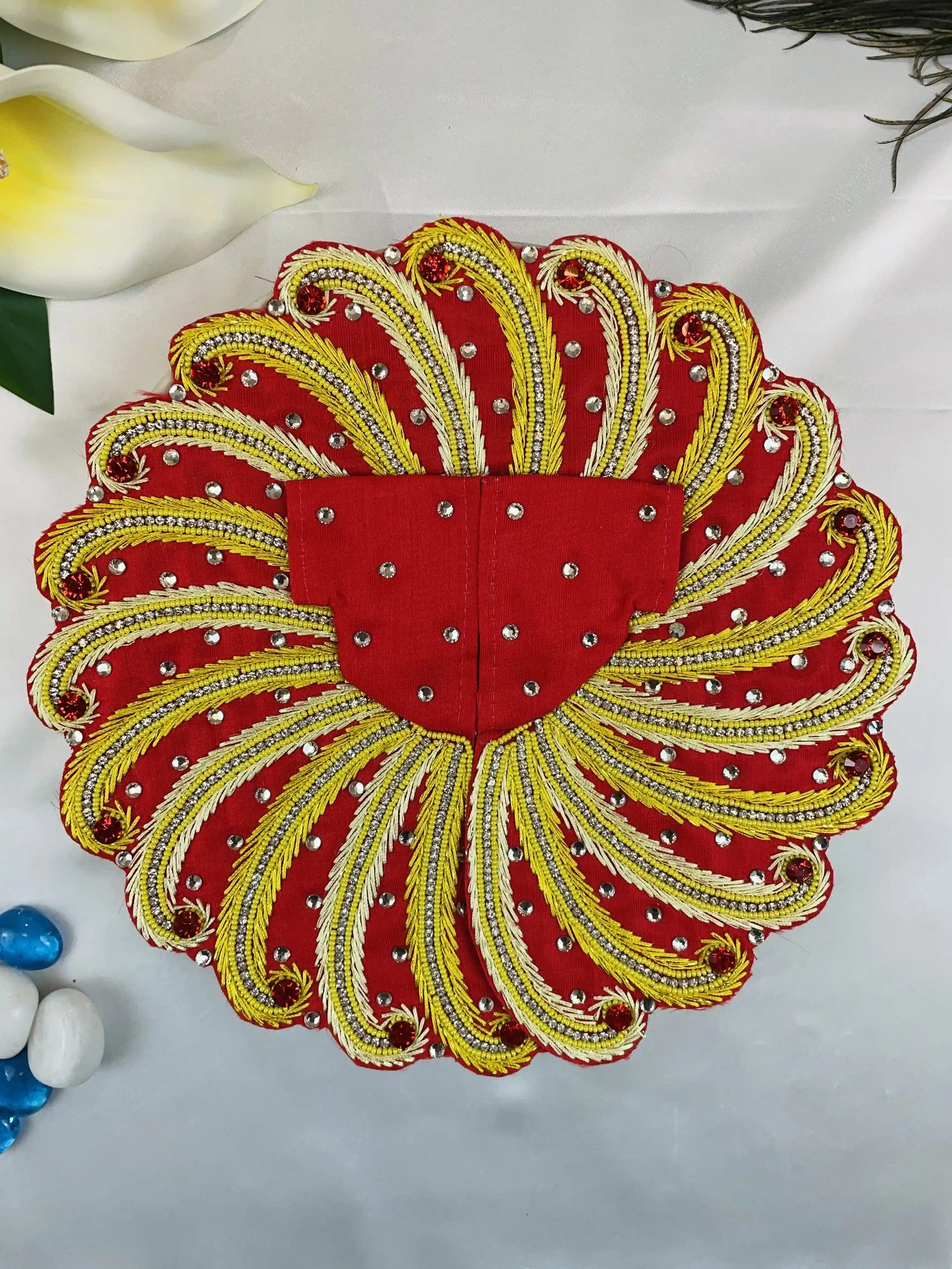 Embroidery Red & Yellow Zari Work Dress for Laddu Gopal 2