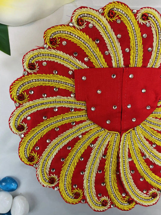 Embroidery Red & Yellow Zari Work Dress for Laddu Gopal 1
