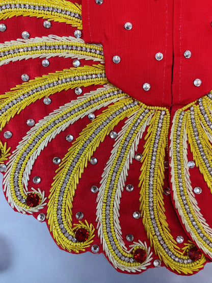 Embroidery Red & Yellow Zari Work Dress for Laddu Gopal 3