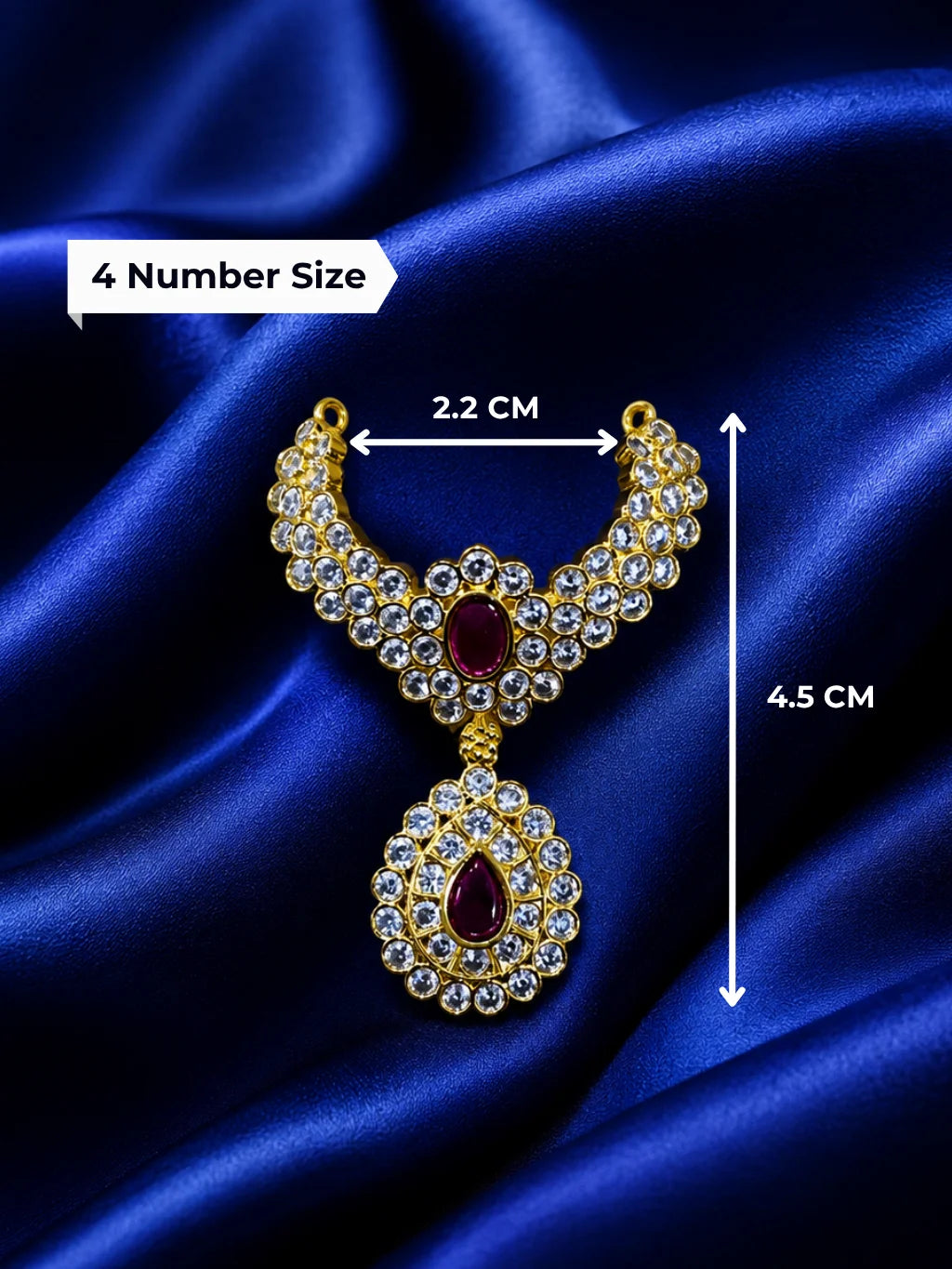 Premium gold plated Emerald Teardrop Jadaau necklace with white American Diamonds and green gemstones for Laddu Gopal deity shringar