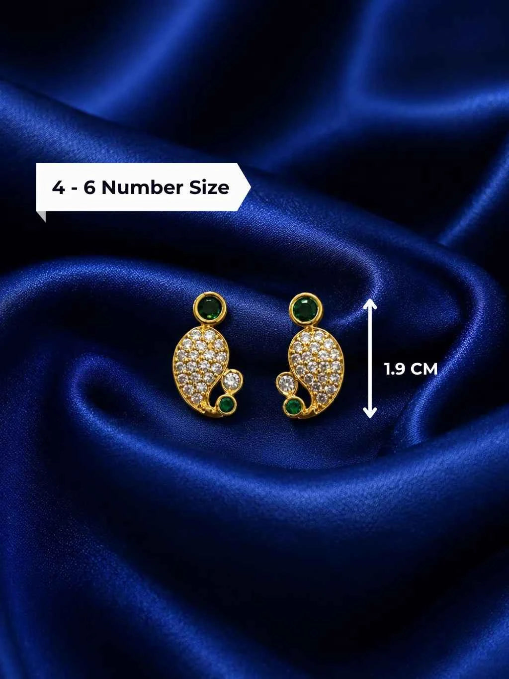 Emerald Green Paisley Shape Kundal for Deity