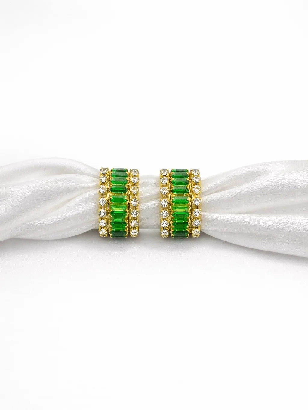 Emerald sacred bangles for Laddu Gopal with elegant green stone design