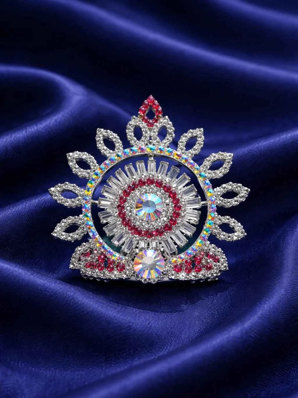 Silver Sunburst Mukut for Deity