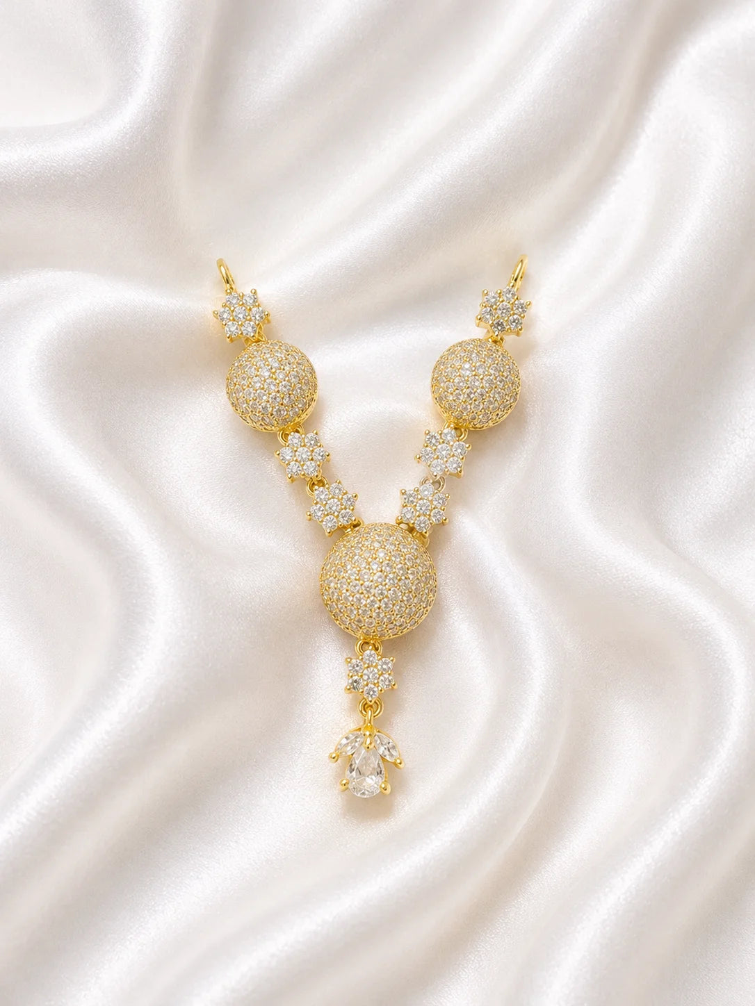 Floral AD Necklace for Laddu Gopal with sparkling floral American diamond design