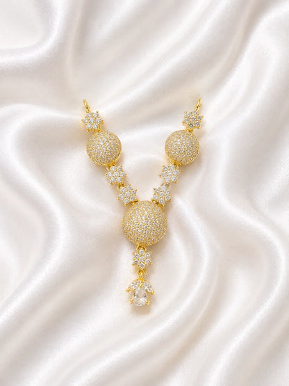 Floral AD Necklace for Laddu Gopal with sparkling floral American diamond design