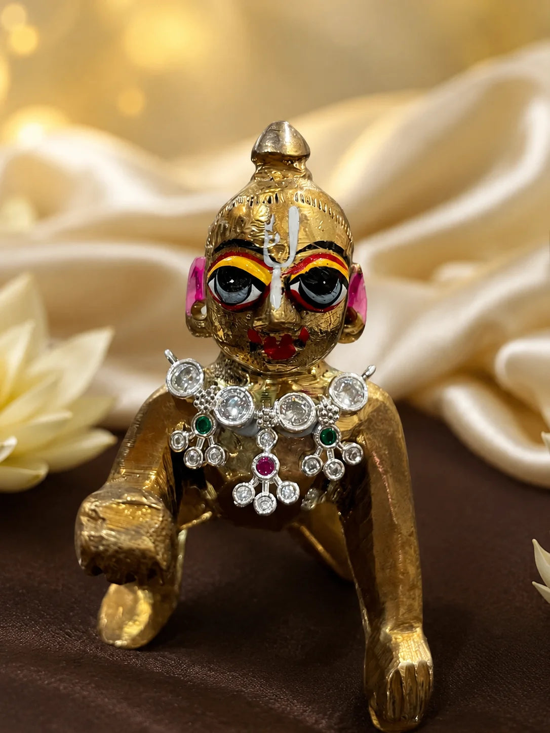 Floral Hanging AD Choker Combo for Laddu Gopal with sparkling floral American diamond design
