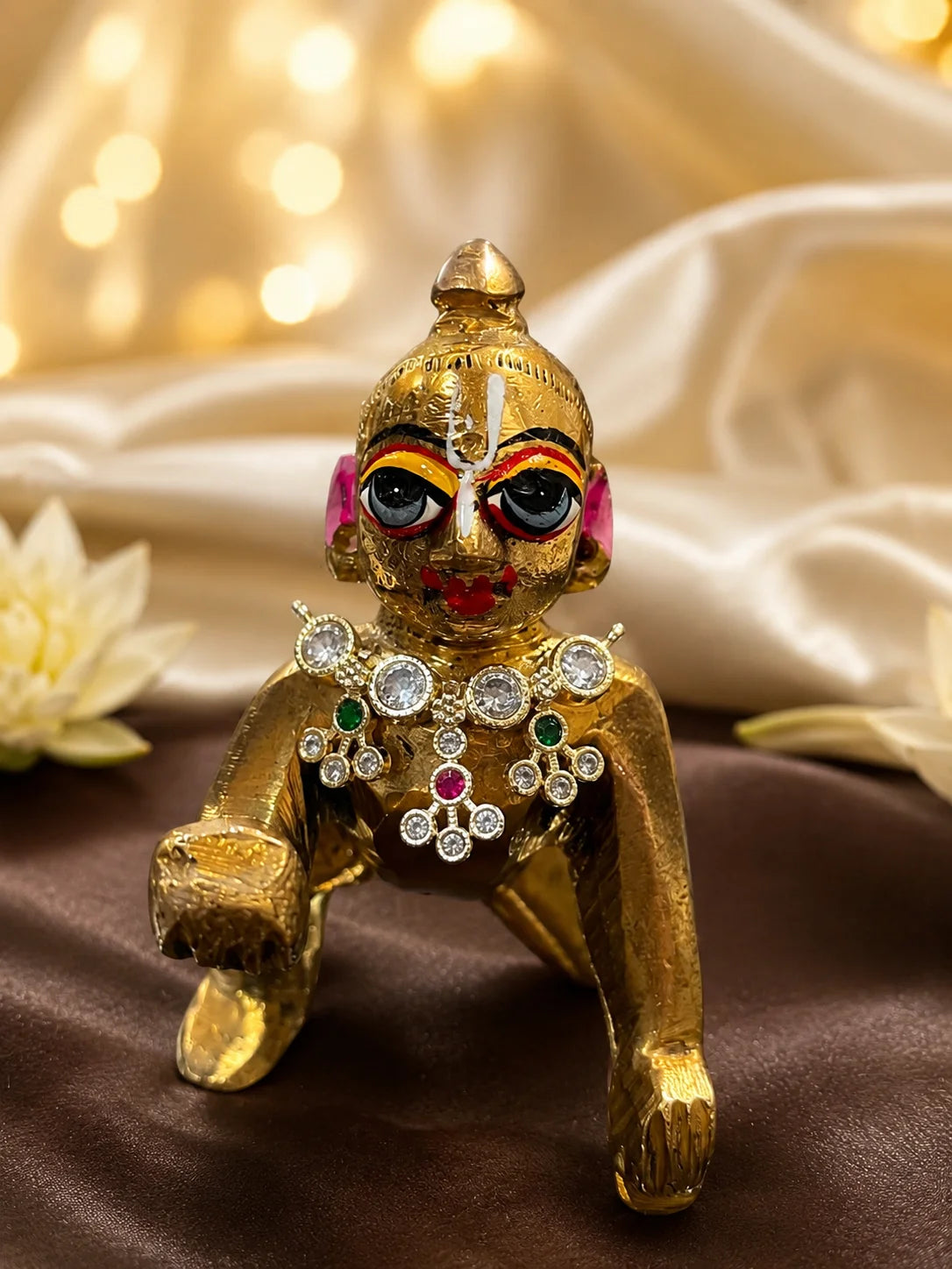 Floral Hanging AD Choker Combo for Laddu Gopal with sparkling floral American diamond design