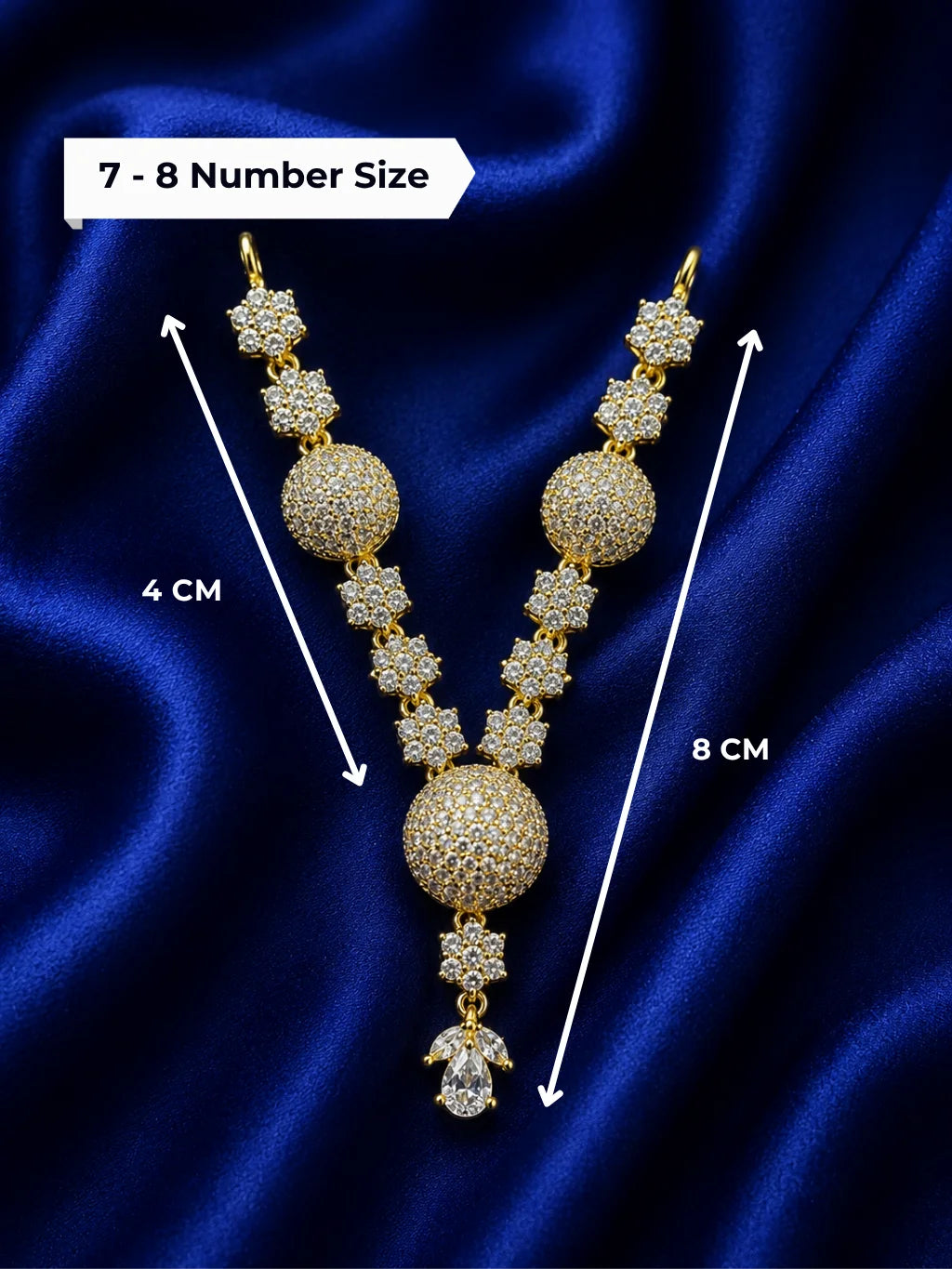 Floral AD Necklace for Laddu Gopal with sparkling floral American diamond design