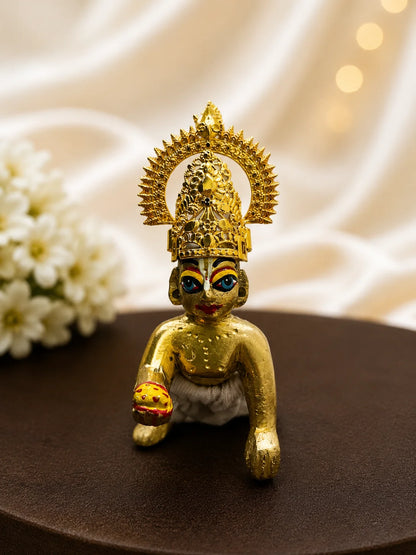 Gold-Plated Mayur Mukut for Deity