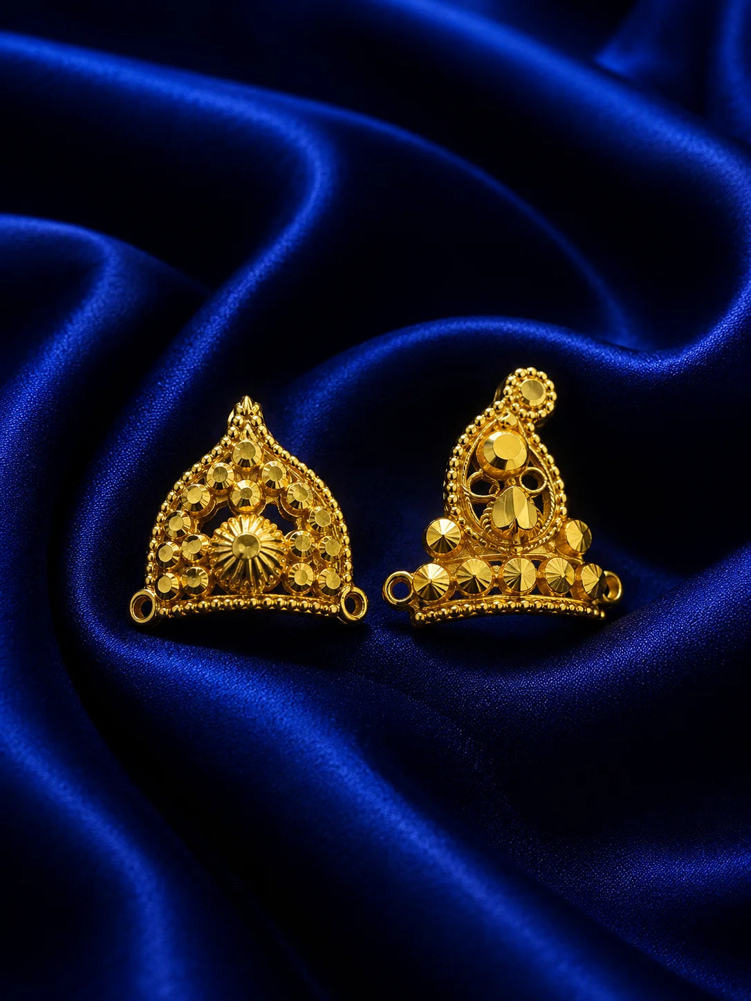 Gold-plated mukut combo set for deity with elegant traditional crown designs