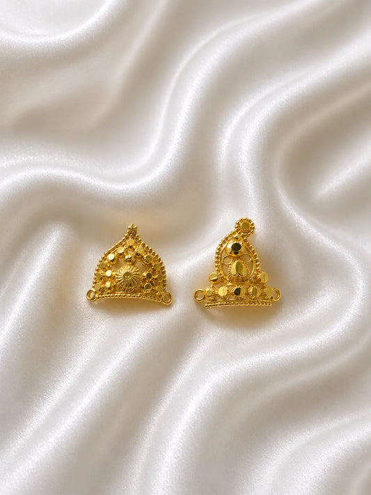 Gold-plated mukut combo set for deity with elegant traditional crown designs