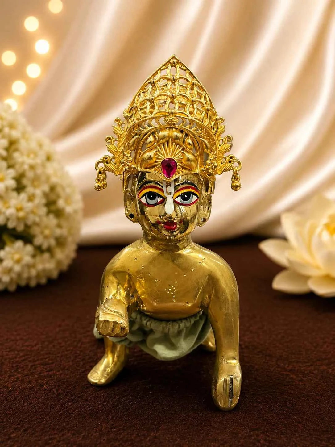 Gold-Plated Net-Dome Mukut with Side Ghungroo