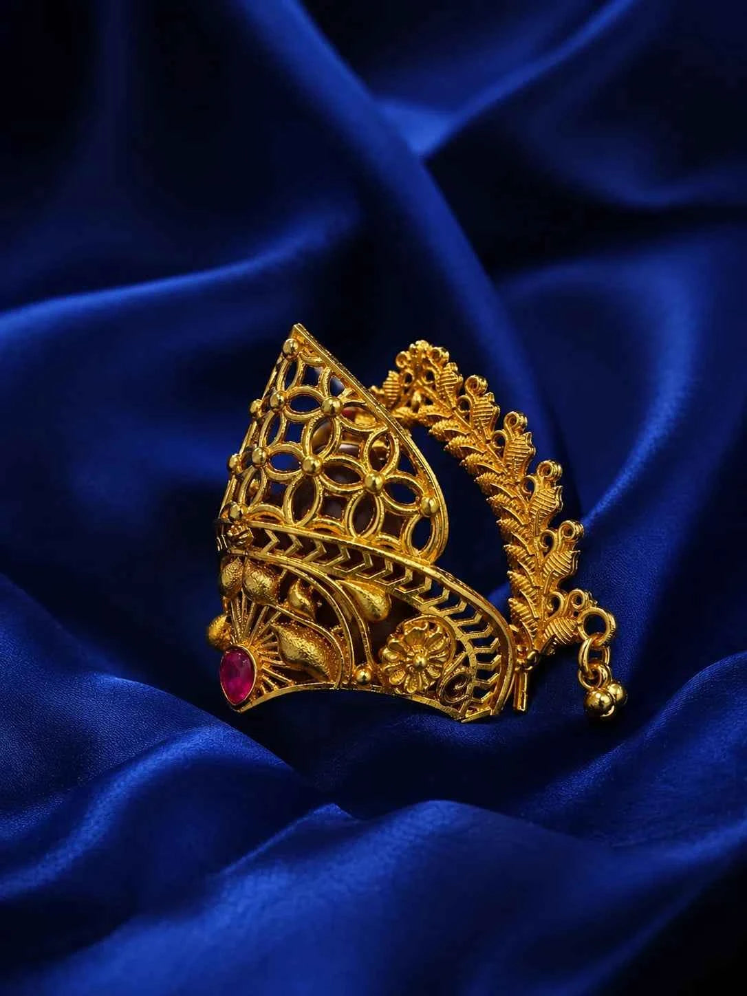 Gold-Plated Net-Dome Mukut with Side Ghungroo