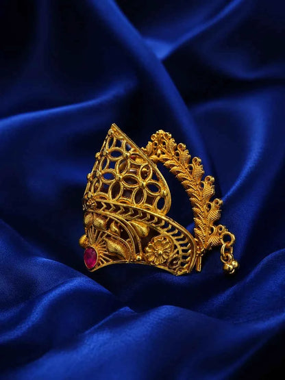 Gold-Plated Net-Dome Mukut with Side Ghungroo
