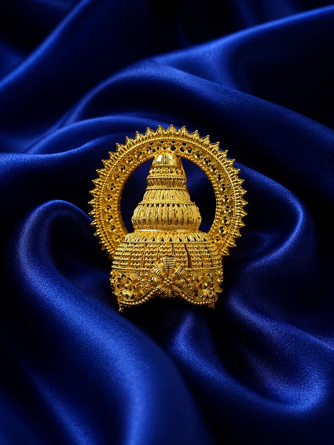 Gold-Plated Traditional Mukut for Deity