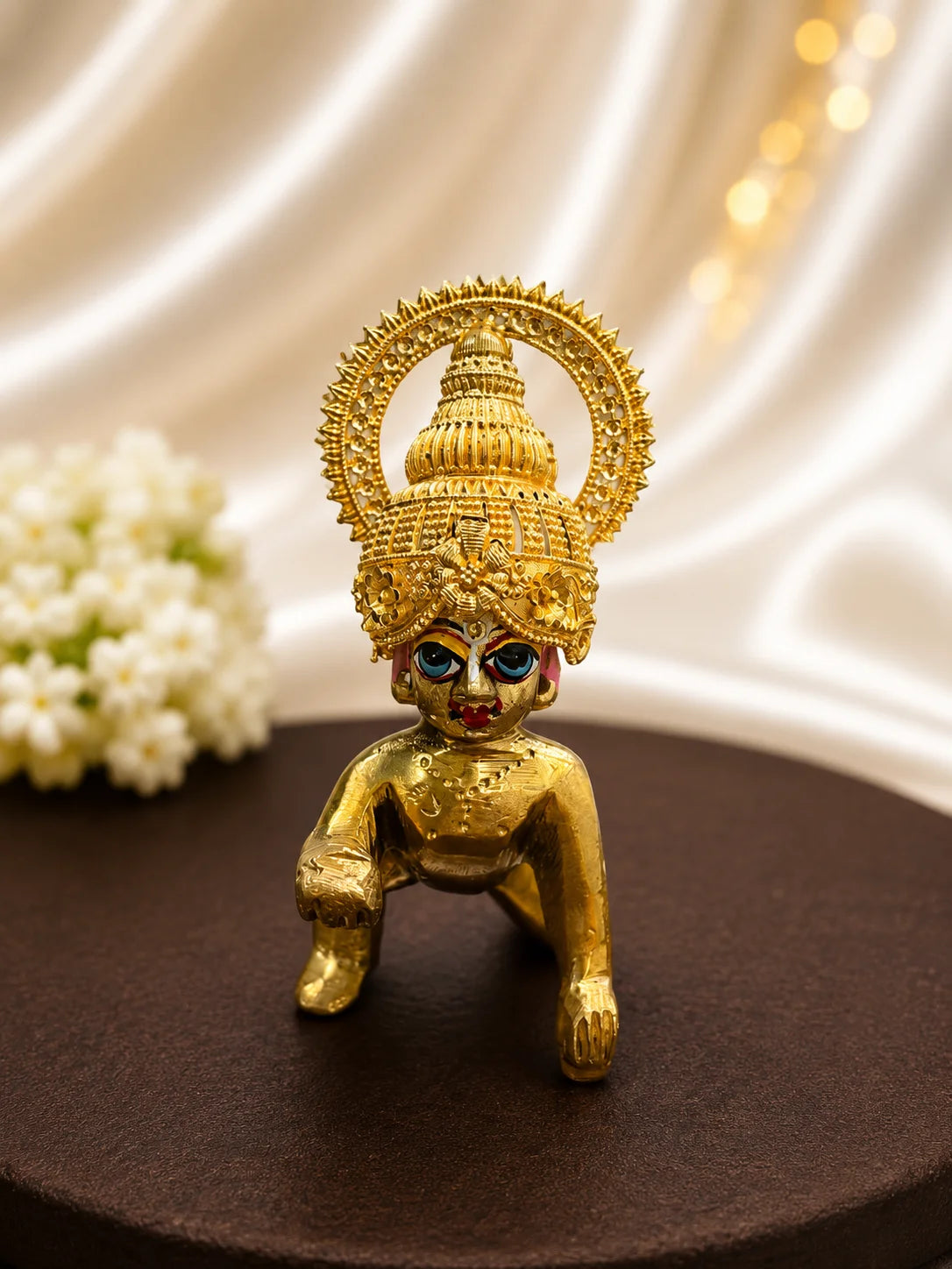 Gold-Plated Traditional Mukut for Deity