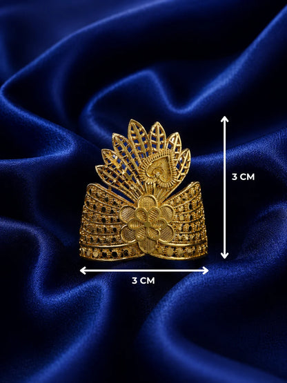 Gold-plated peacock mukut crown for deity with elegant peacock-inspired design
