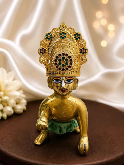 Gold-Plated Raj Mukut for Deity