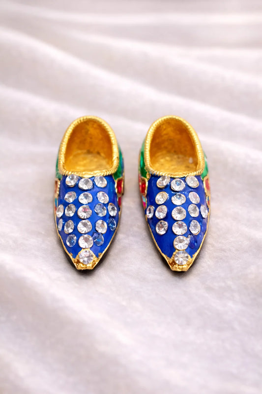 Golden finish Laddu Gopal paduka for divine charan shringar