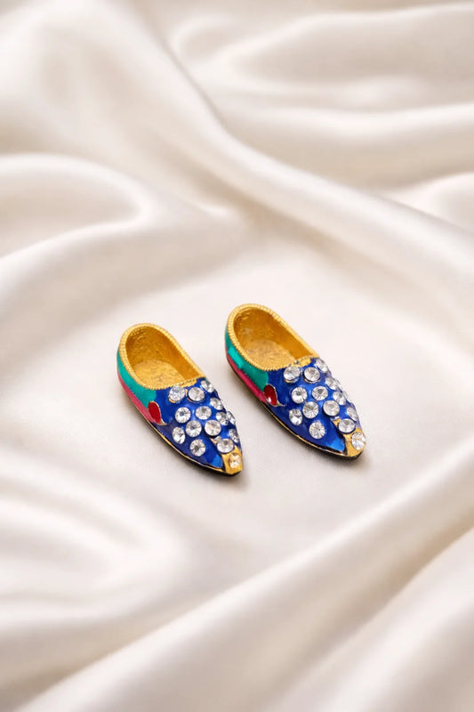 Golden finish Laddu Gopal paduka for divine charan shringar