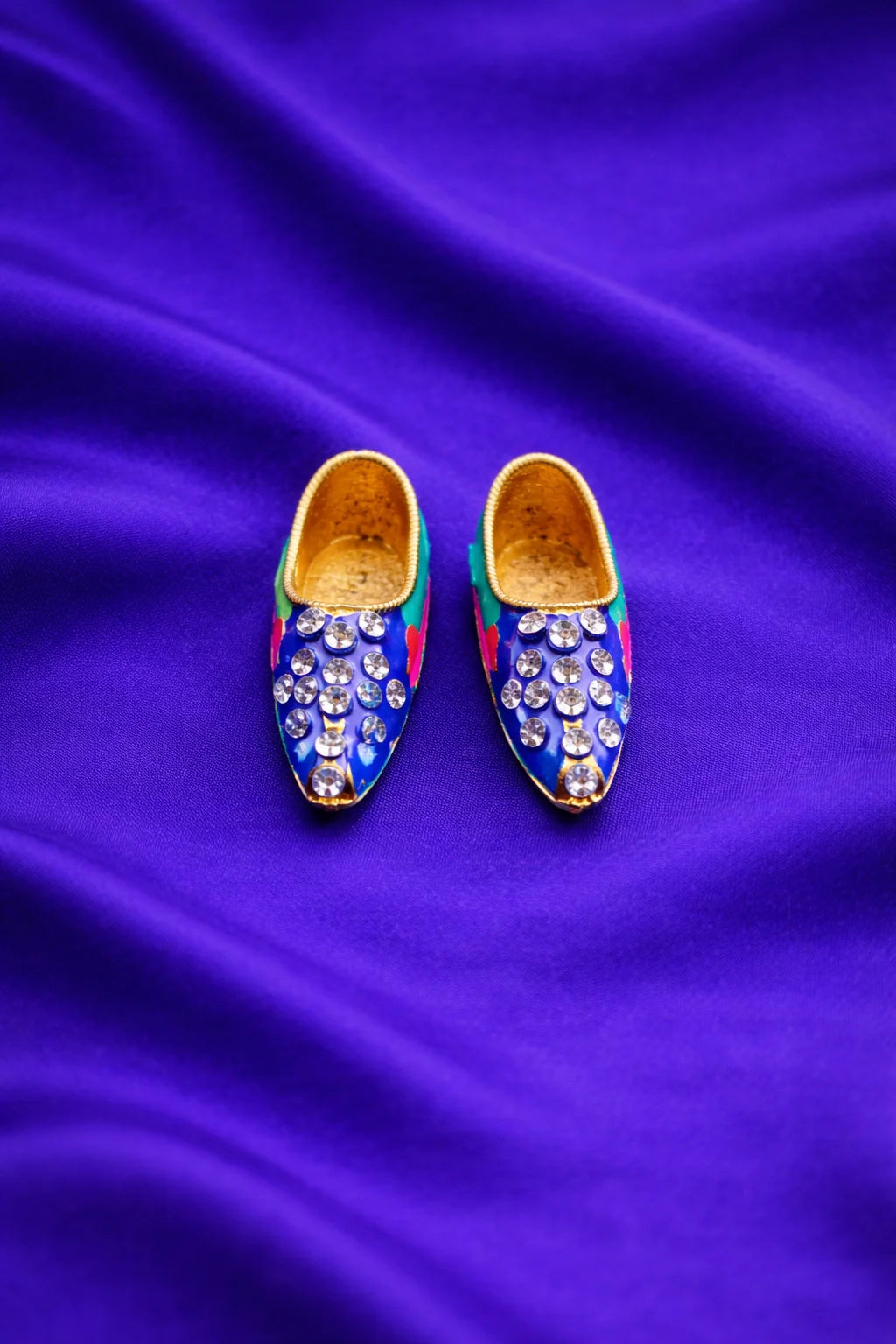 Golden finish Laddu Gopal paduka for divine charan shringar