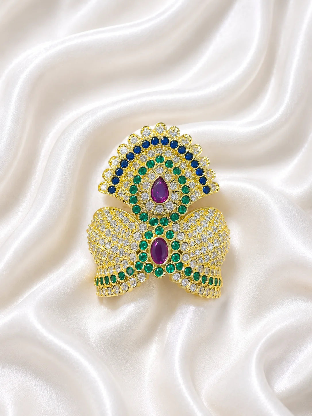 Premium Golden Plated Jadau AD Mukut for Laddu Gopal Ji
