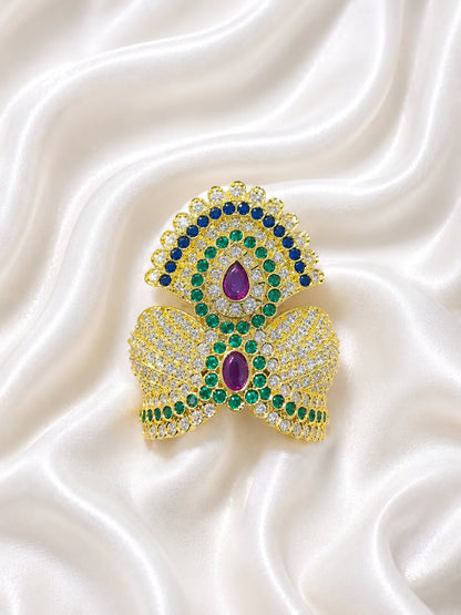 Premium Golden Plated Jadau AD Mukut for Laddu Gopal Ji
