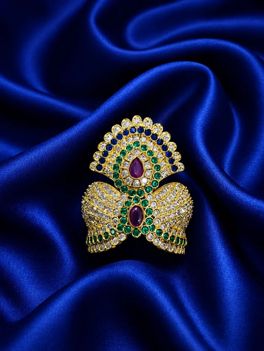 Premium Golden Plated Jadau AD Mukut for Laddu Gopal Ji