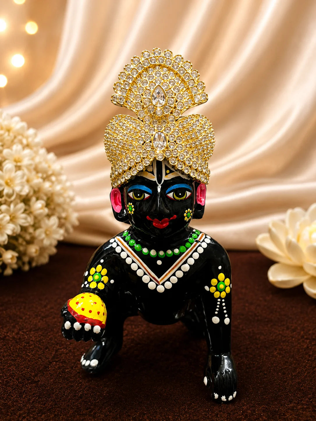 Premium Golden Plated Jadau AD Mukut for Laddu Gopal Ji