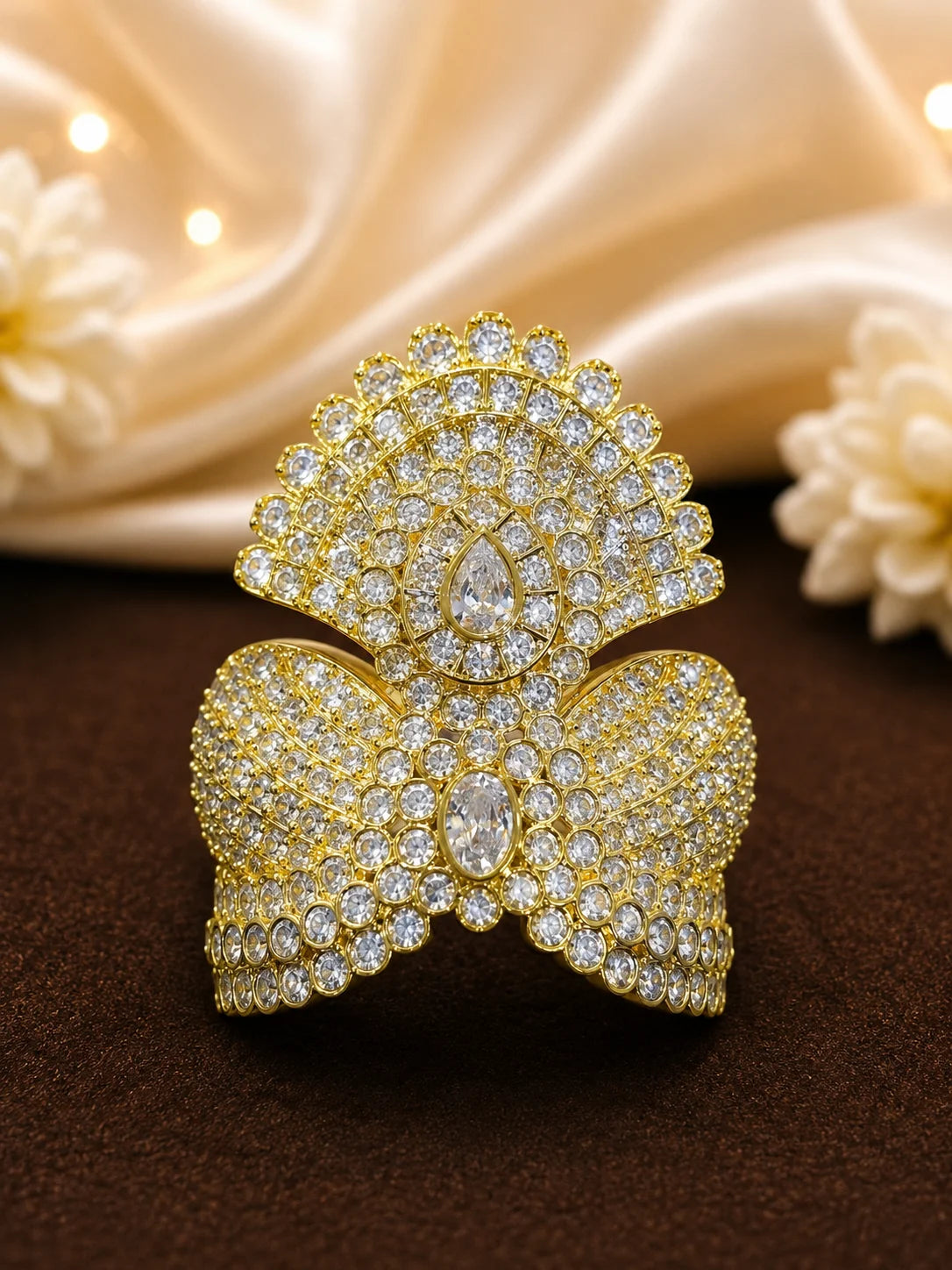 Premium Golden Plated Jadau AD Mukut for Laddu Gopal Ji
