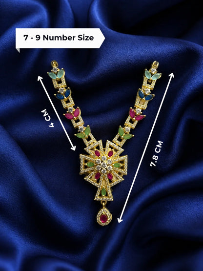 Elegant Golden AD Necklace for Laddu Gopal with sparkling American diamond stones and silver finish