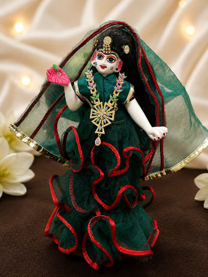 Elegant Golden AD Necklace for Laddu Gopal with sparkling American diamond stones and silver finish