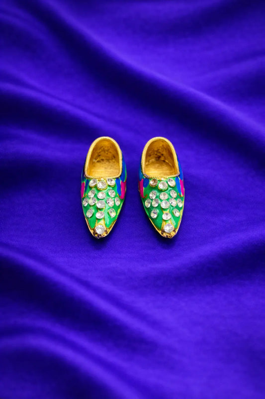 Green finish Laddu Gopal paduka for divine charan shringar