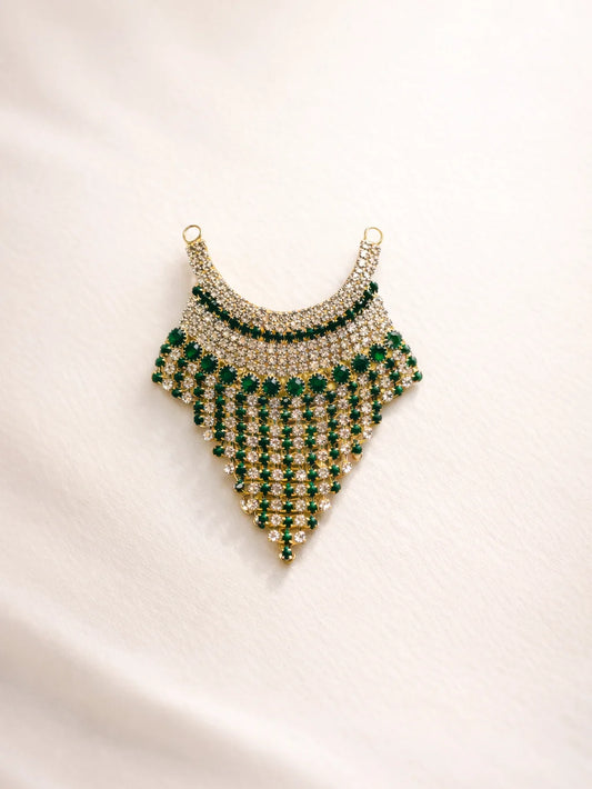 Green Laddu Gopal shringar jewellery for festive royal darshan