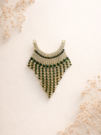 Green Laddu Gopal shringar jewellery for festive royal darshan