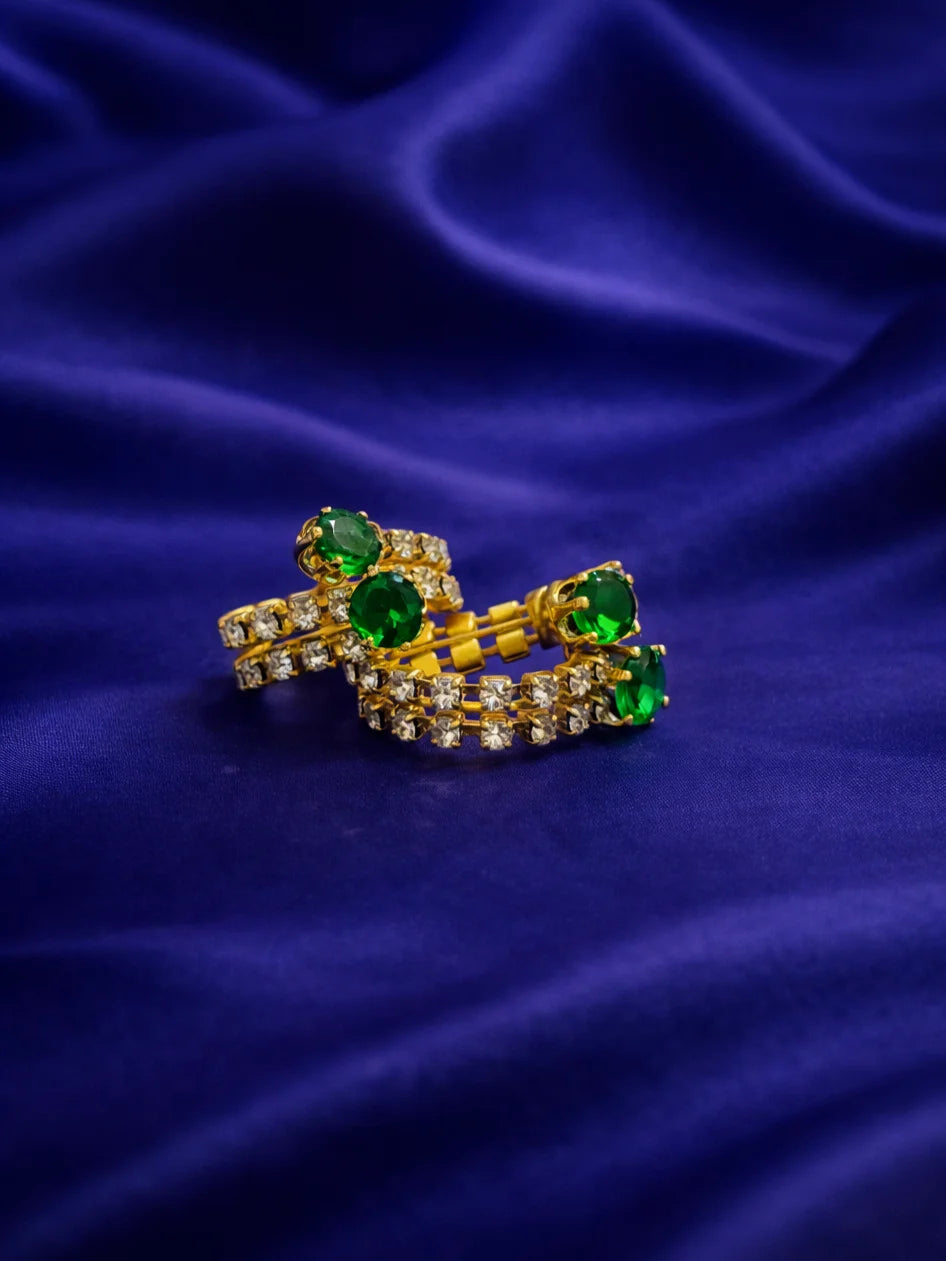 Green stone Laddu Gopal bangles with elegant green stone design