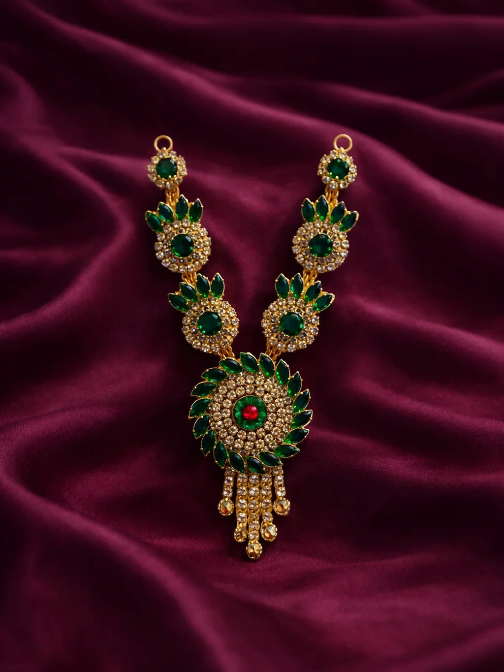 Green Designer Necklace for Deity