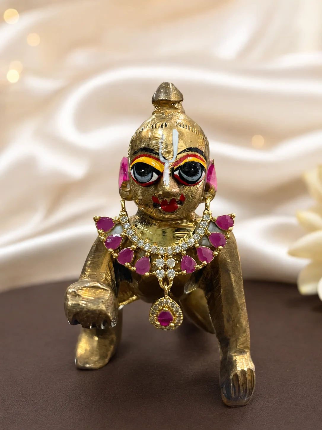 Gulnaar AD Choker for Laddu Gopal with sparkling American diamond stones and floral-inspired design